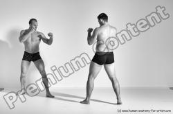 Underwear Martial art Man - Man White Moving poses Athletic Short Brown Dynamic poses Academic